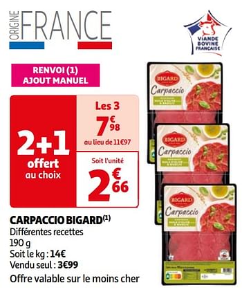 Promoties Carpaccio bigard - Bigard - Geldig van 16/04/2024 tot 22/04/2024 bij Auchan