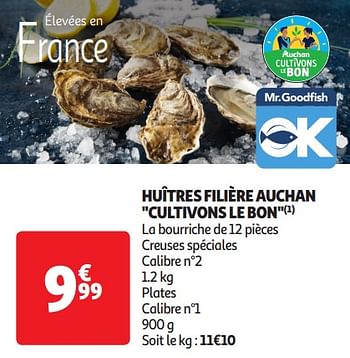 Promotions Huîtres filière auchan cultivons le bon - Produit Maison - Auchan Ronq - Valide de 16/04/2024 à 21/04/2024 chez Auchan Ronq