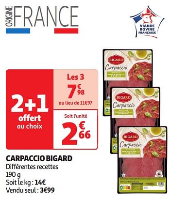 Promotions Carpaccio bigard - Bigard - Valide de 16/04/2024 à 21/04/2024 chez Auchan Ronq