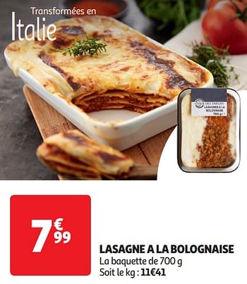 Promotions Lasagne a la bolognaise - Produit Maison - Auchan Ronq - Valide de 16/04/2024 à 21/04/2024 chez Auchan Ronq