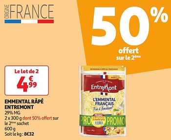 Promotions Emmental râpé entremont - Entre Mont - Valide de 16/04/2024 à 21/04/2024 chez Auchan Ronq
