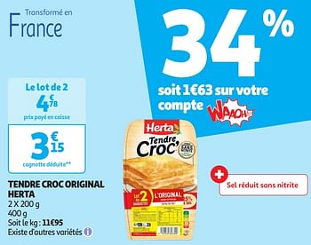 Promotions Tendre croc original herta - Herta - Valide de 16/04/2024 à 21/04/2024 chez Auchan Ronq