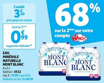Promotions Eau minérale naturelle mont blanc - Mont Blanc - Valide de 16/04/2024 à 21/04/2024 chez Auchan Ronq