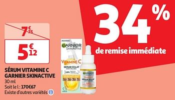 Promotions Sérum vitamine c garnier skinactive - Garnier - Valide de 16/04/2024 à 21/04/2024 chez Auchan Ronq