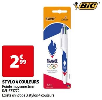 Promotions Stylo 4 couleurs - BIC - Valide de 16/04/2024 à 22/04/2024 chez Auchan Ronq