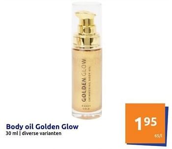 Promotions Body oil golden glow - Produit Maison - Action - Valide de 17/04/2024 à 23/04/2024 chez Action