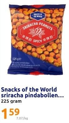 Promoties Snacks of the world sriracha pindabollen.. - Snacks of the World - Geldig van 17/04/2024 tot 23/04/2024 bij Action