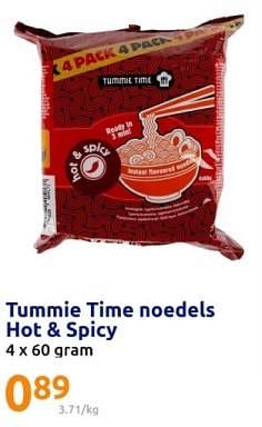 Promotions Tummie time noedels hot + spicy - Produit Maison - Action - Valide de 17/04/2024 à 23/04/2024 chez Action