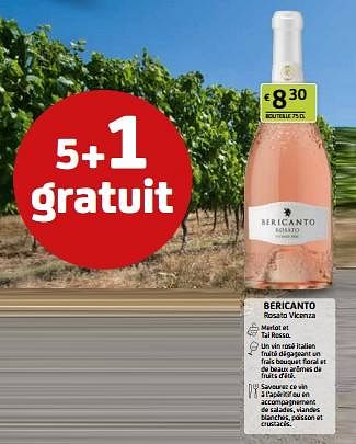 Promotions Bericanto rosato vicenza - Vins rosé - Valide de 12/04/2024 à 25/04/2024 chez BelBev