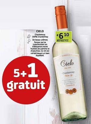 Promotions Cielo chardonnay - Vins blancs - Valide de 12/04/2024 à 25/04/2024 chez BelBev
