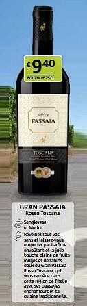 Promotions Gran passaia rosso toscana - Vins rouges - Valide de 12/04/2024 à 25/04/2024 chez BelBev