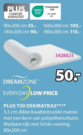 Promoties Plus t50 dekmatras - DreamZone - Geldig van 15/04/2024 tot 19/05/2024 bij Jysk
