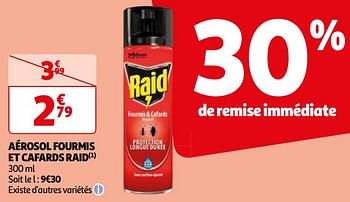 Promotions Aérosol fourmis et cafards raid - Raid - Valide de 16/04/2024 à 22/04/2024 chez Auchan Ronq