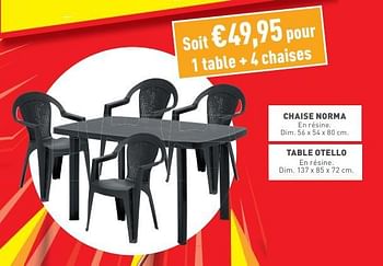 Promotions 1 table + 4 chaises - Produit maison - Trafic  - Valide de 17/04/2024 à 22/04/2024 chez Trafic