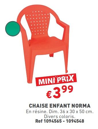 Promotions Chaise enfant norma - Produit maison - Trafic  - Valide de 17/04/2024 à 22/04/2024 chez Trafic