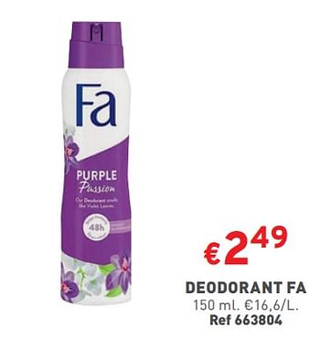 Promotions Deodorant fa - Fa - Valide de 17/04/2024 à 22/04/2024 chez Trafic