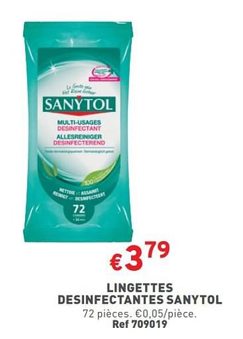 Promoties Lingettes desinfectantes sanytol - Sanytol - Geldig van 17/04/2024 tot 22/04/2024 bij Trafic