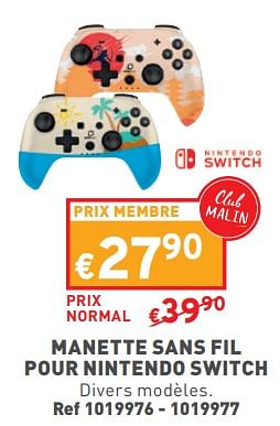 Promoties Manette sans fil pour nintendo switch - Nintendo - Geldig van 17/04/2024 tot 22/04/2024 bij Trafic