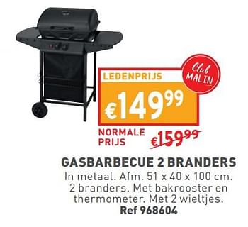 Promoties Gasbarbecue 2 branders - Huismerk - Trafic  - Geldig van 17/04/2024 tot 22/04/2024 bij Trafic
