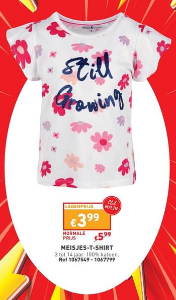 Promoties Meisjes t shirt - Huismerk - Trafic  - Geldig van 17/04/2024 tot 22/04/2024 bij Trafic