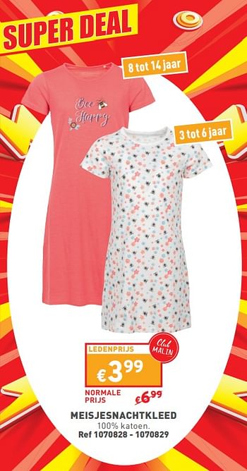 Promoties Meisjesnachtkleed - Huismerk - Trafic  - Geldig van 17/04/2024 tot 22/04/2024 bij Trafic