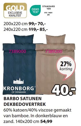 Promotions Barbo satijnen dekbedovertrek - Kronborg - Valide de 15/04/2024 à 19/05/2024 chez Jysk