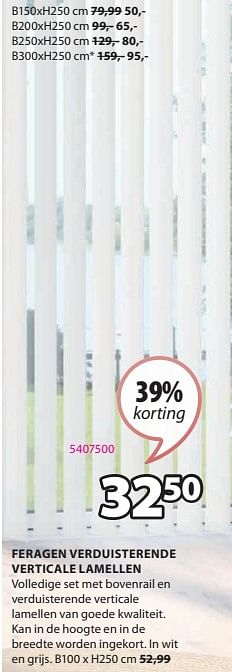 Promoties Feragen verduisterende verticale lamellen - Huismerk - Jysk - Geldig van 15/04/2024 tot 19/05/2024 bij Jysk