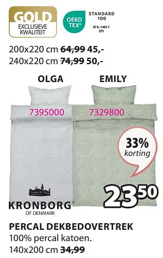 Promoties Percal dekbedovertrek olga - Kronborg - Geldig van 15/04/2024 tot 19/05/2024 bij Jysk