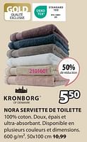 Promotions Nora serviette de toilette - Kronborg - Valide de 15/04/2024 à 19/05/2024 chez Jysk