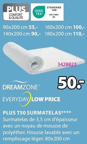 Promoties Plus t50 surmatelas - DreamZone - Geldig van 15/04/2024 tot 19/05/2024 bij Jysk