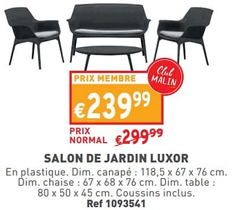 Promoties Salon de jardin luxor - Huismerk - Trafic  - Geldig van 17/04/2024 tot 22/04/2024 bij Trafic