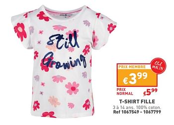 Promotions T-shirt fille - Produit maison - Trafic  - Valide de 17/04/2024 à 22/04/2024 chez Trafic