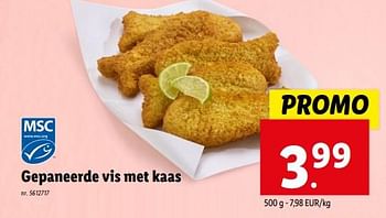 Promoties Gepaneerde vis met kaas - Huismerk - Lidl - Geldig van 24/04/2024 tot 30/04/2024 bij Lidl