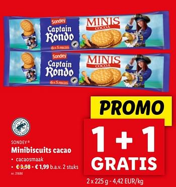 Promotions Minibiscuits cacao - Sondey - Valide de 24/04/2024 à 30/04/2024 chez Lidl