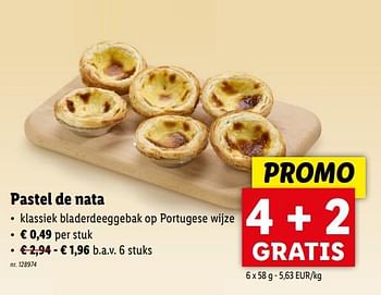 Promotions Pastel de nata - Produit maison - Lidl - Valide de 24/04/2024 à 30/04/2024 chez Lidl