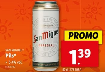 Promoties Pils - San Miguel - Geldig van 24/04/2024 tot 30/04/2024 bij Lidl