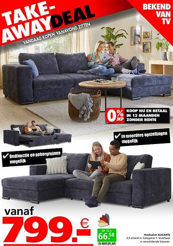 Promotions Hoeksalon alicante - Produit maison - Seats and Sofas - Valide de 22/04/2024 à 12/05/2024 chez Seats and Sofas