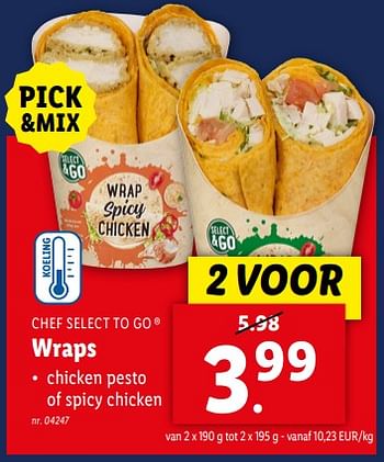 Promoties Wraps - Chef Select To Go - Geldig van 24/04/2024 tot 30/04/2024 bij Lidl