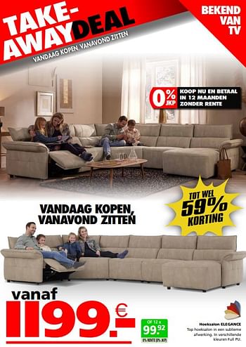 Promoties Hoeksalon elegance - Huismerk - Seats and Sofas - Geldig van 22/04/2024 tot 12/05/2024 bij Seats and Sofas