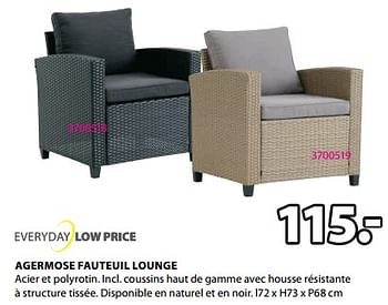 Promotions Agermose fauteuil lounge - Produit Maison - Jysk - Valide de 15/04/2024 à 19/05/2024 chez Jysk