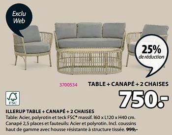 Promoties Illerup table + canapé + 2 chaises - Huismerk - Jysk - Geldig van 15/04/2024 tot 19/05/2024 bij Jysk