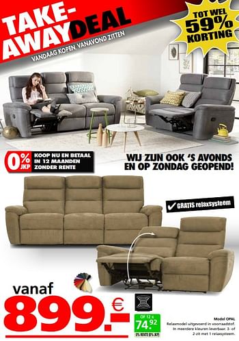 Promotions Model opal - Produit maison - Seats and Sofas - Valide de 22/04/2024 à 12/05/2024 chez Seats and Sofas