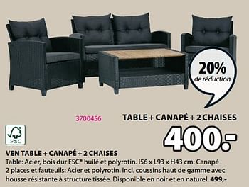 Promoties Ven table + canapé + 2 chaises - Huismerk - Jysk - Geldig van 15/04/2024 tot 19/05/2024 bij Jysk