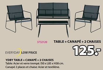Promotions Ydby table + canapé + 2 chaises - Produit Maison - Jysk - Valide de 15/04/2024 à 19/05/2024 chez Jysk