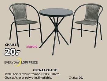 Promotions Grenaa chaise - Produit Maison - Jysk - Valide de 15/04/2024 à 19/05/2024 chez Jysk