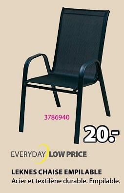 Promoties Leknes chaise empilable - Huismerk - Jysk - Geldig van 15/04/2024 tot 19/05/2024 bij Jysk