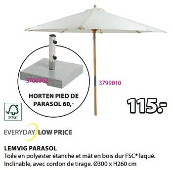 Promoties Lemvig parasol - Huismerk - Jysk - Geldig van 15/04/2024 tot 19/05/2024 bij Jysk
