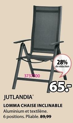 Promoties Lomma chaise inclinable - Jutlandia - Geldig van 15/04/2024 tot 19/05/2024 bij Jysk