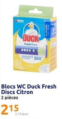 Promotions Blocs wc duck fresh discs citron - Duck - Valide de 17/04/2024 à 23/04/2024 chez Action