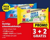 Promoties Vochtige schoonmaakdoekjes - W5 - Geldig van 24/04/2024 tot 30/04/2024 bij Lidl